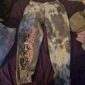 Women's Tie-Dye Joggers with Skull Design Size M